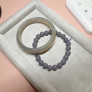 Elegant Gray and Purple Bracelet Set